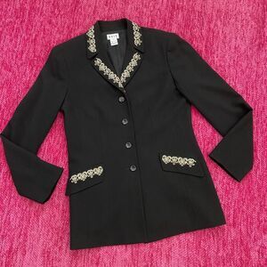 Betu Embroidered Jacket Blazer Black Size 4